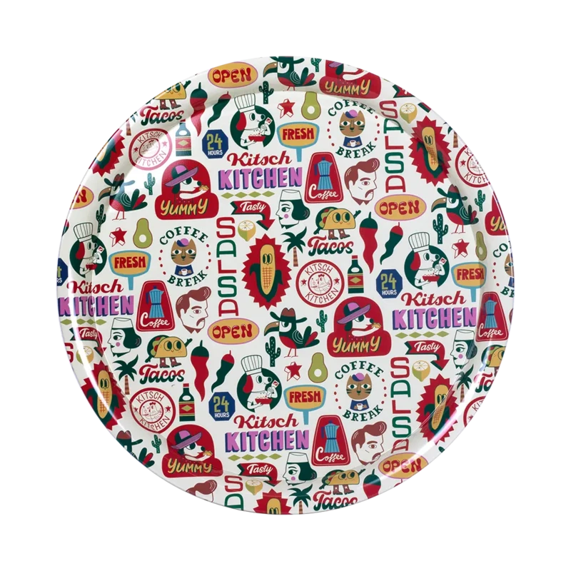 Kitsch Kitchen rond blikken dienblad El Restaurante Mexicaanse zomer