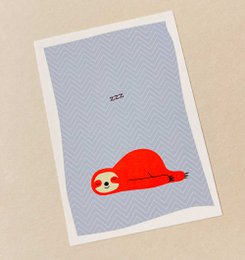 Luiaard - ansichtkaart met neonprint