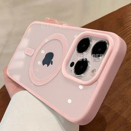 Custodia in acrilico trasparente rosa per iPhone 17 Air 16 15 14 13 12 11 Pro Max Plus Custodia rigida antiurto potente magnetica Magsafe