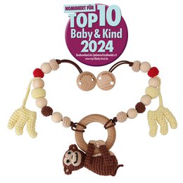 Crocheted stroller chain monkey CHARLIE (3in1)