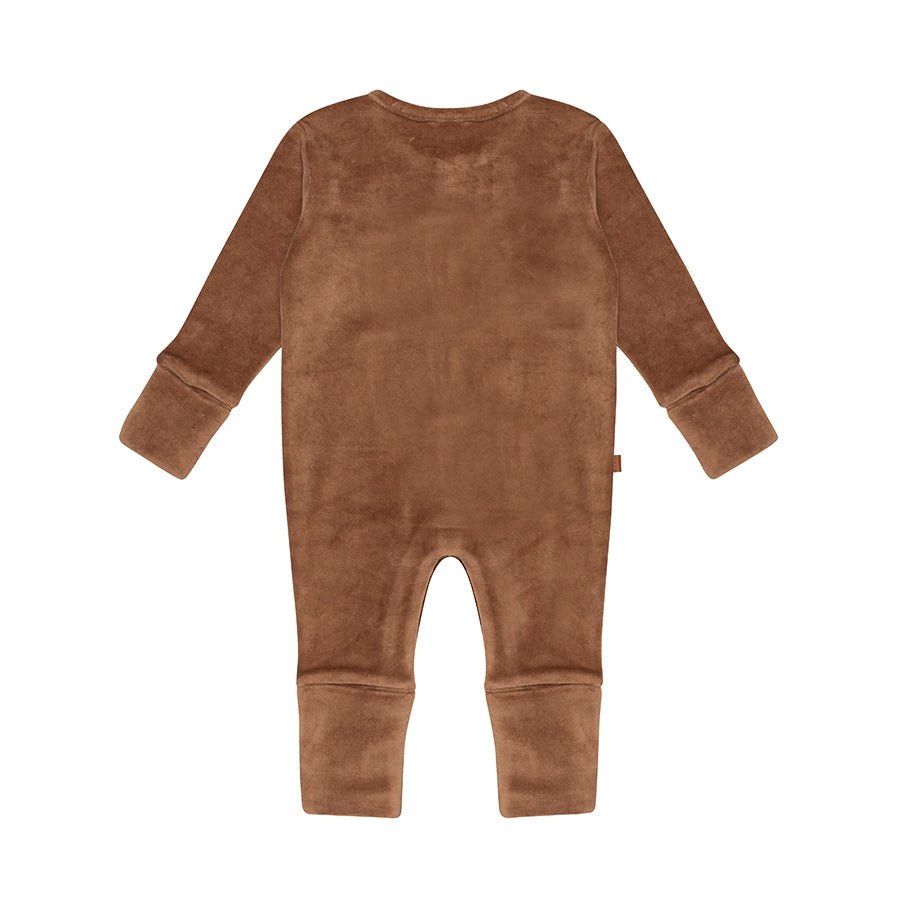F&D Velour Baby Onesie | Beaver Fur
