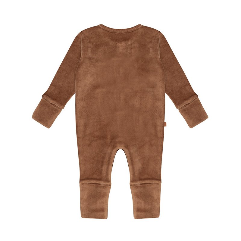 F&D Velour Baby Onesie | Beaver Fur