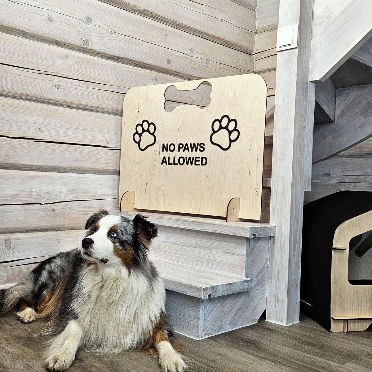 Puerta de barrera de perros, puerta de seguridad de mascotas de madera portátil (no se requiere perforación)