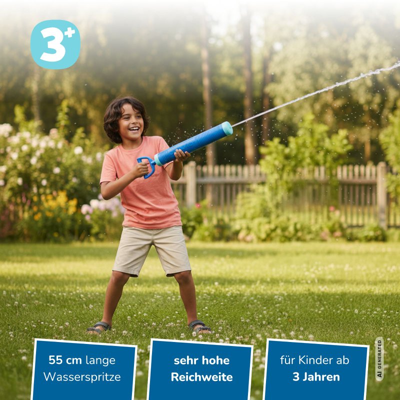 Pistolet wodny Water Shooter 55 cm, zasięg do 12 m, niebieski