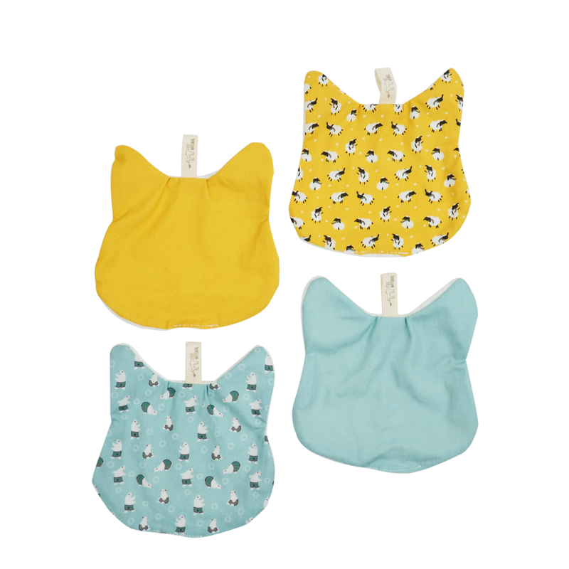 Set van 4 kattenkopdoekjes - "Gustave -olaf" -model