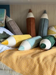 Crayon velvet pillow “Yellow"