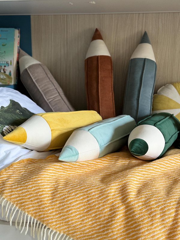 Crayon velvet pillow “Yellow"