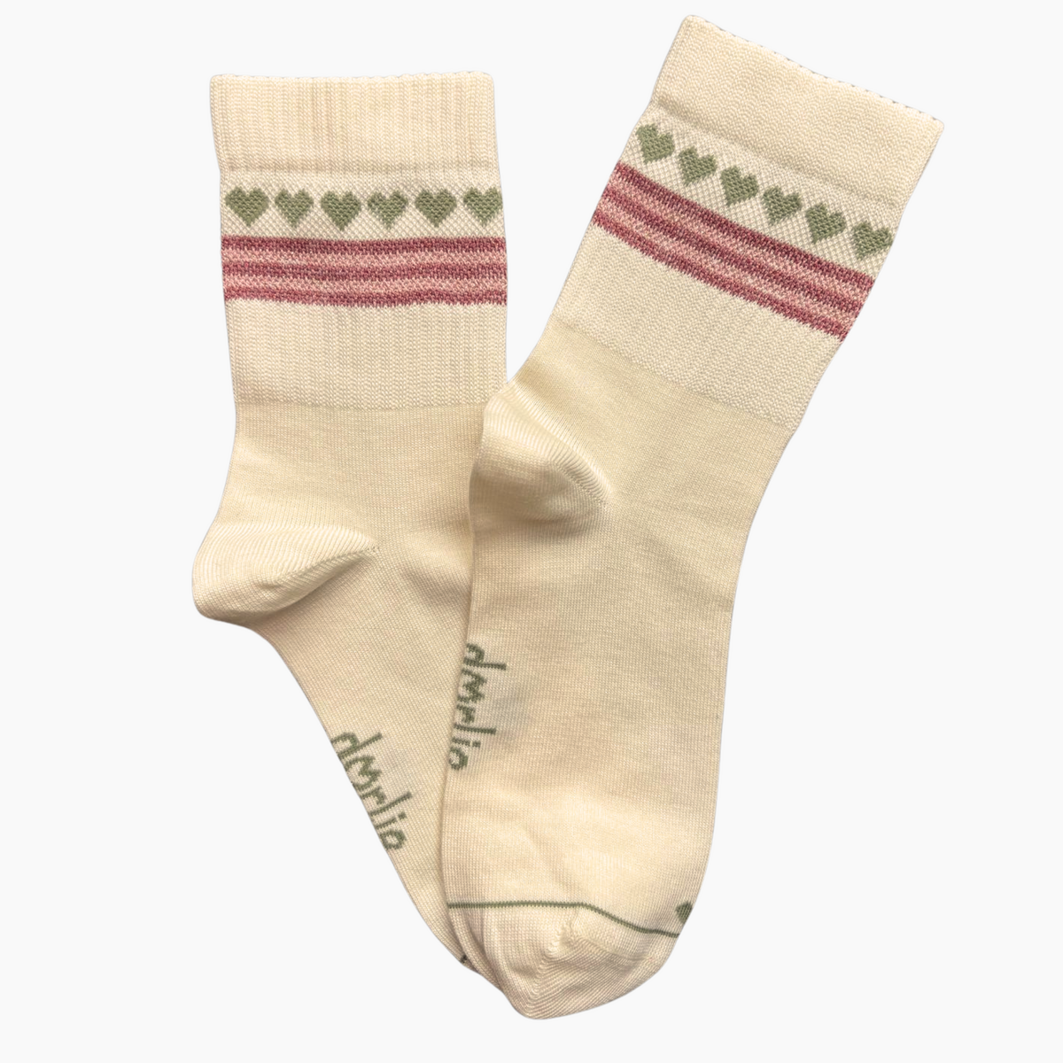 Glitzersocken mit Herzchenkette - Matcha Rose