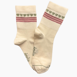Glitzersocken mit Herzchenkette - Matcha Rose