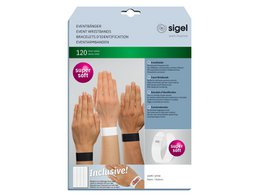Opaski eventowe Sigel super miękkie 255x25mm białe 120 szt. w tym etykiety