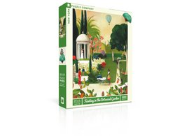 A 1000-piece puzzle depicting a whimsical scene of a botanical garden with a gazebo, flowers, and people enjoying the outdoors.