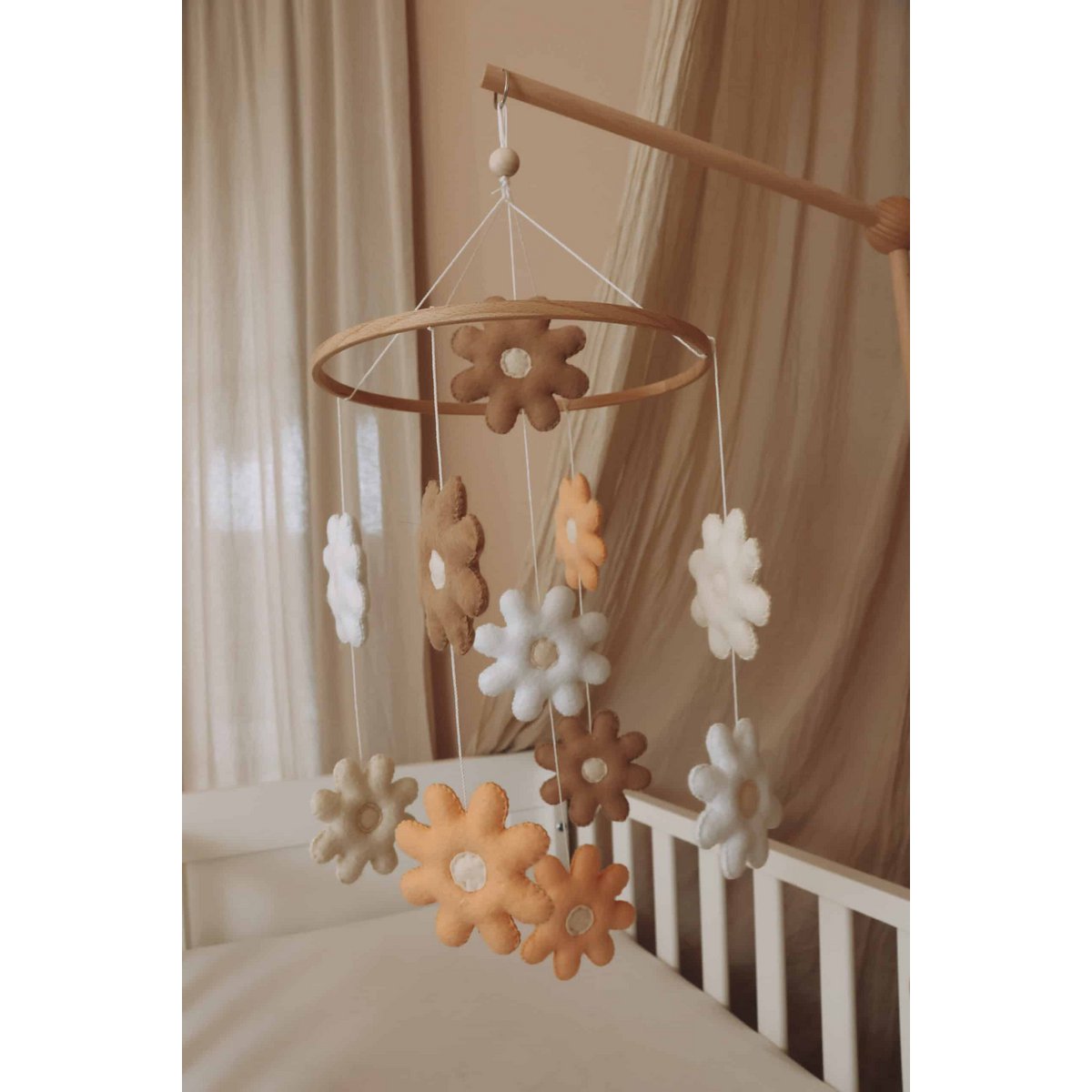 Handgemaakte Bloemen Muziekmobiel - Boxmobiel - Baby mobile - mobile wickeltisch