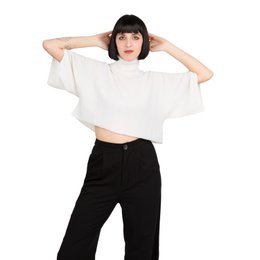 AMY - Poncho corto con cuello alto de puro cashmere