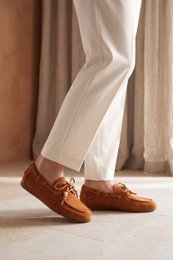 KAI BEADS COGNAC – Bootschoenen met harskralen