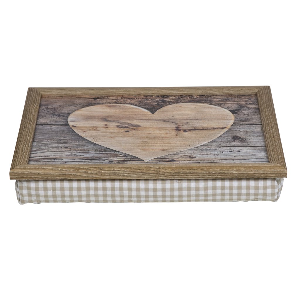 lap cushion wooden heart 43cm