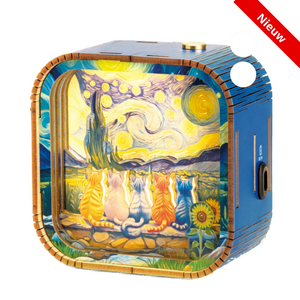 Construction kit Night Light Cats at Starry Sky - wood