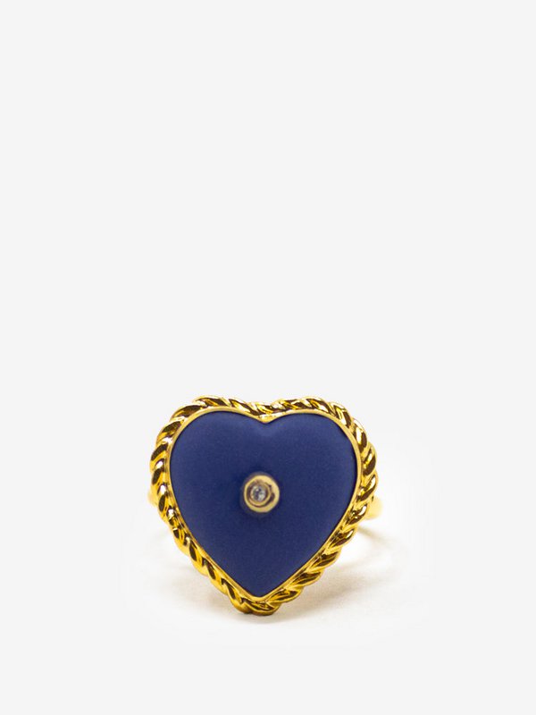 Lovelight vergulde stapelring met blauw hart