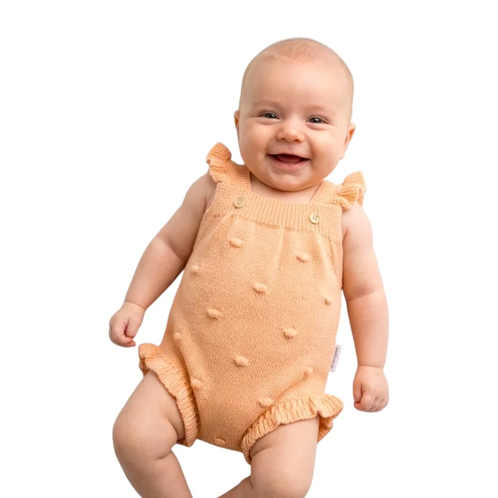 Babypige strik trøje med flæse, koral