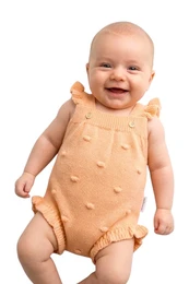 Babypige strik trøje med flæse, koral