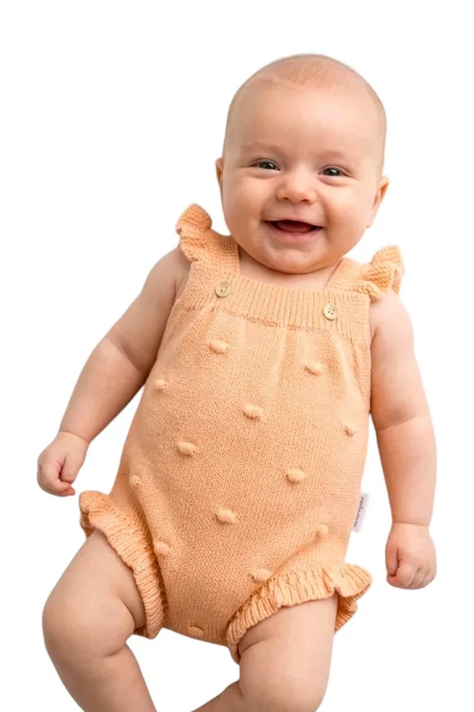 Babypige strik trøje med flæse, koral