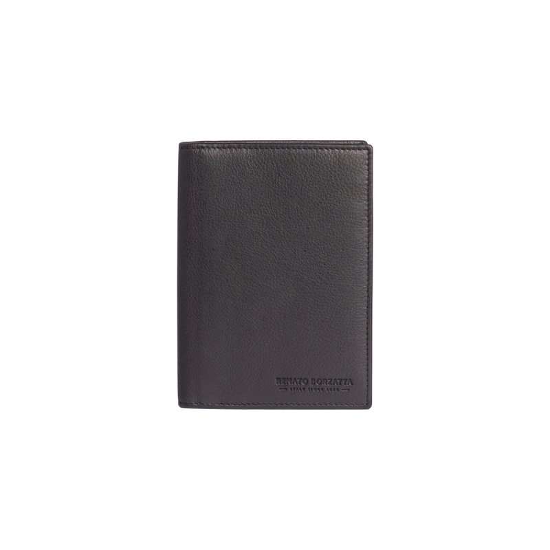 RB10722A | Dokumenten-/Reisepasshülle aus echtem Vollnarbenleder mit leichter Narbung. Schwarze Farbe. Maße geschlossen: 10 x 14 x 1 cm