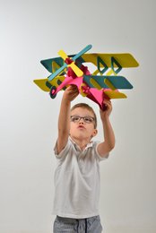 Maqueta de avión, juguete de cartón para construcción y pintura, bricolaje, 3D, blanco, 6+