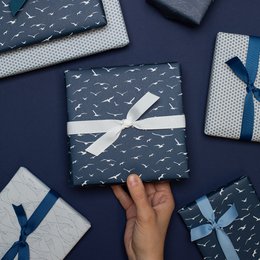 Bird wrapping paper blue - maritime wrapping paper with seagulls, as a gift packaging for baptism, communion or confirmation