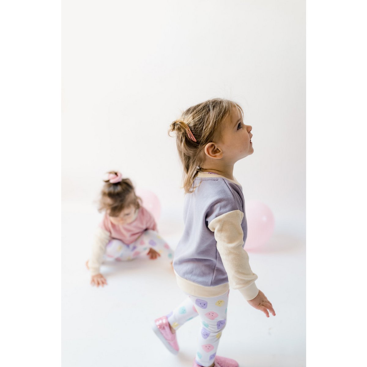 Sustainable Color-block Baby Sweater | Purple with Ecru arm | 100% GOTS certified organic cotton