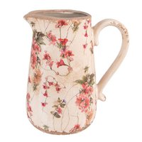 Decoration Jug 16x11x18 cm Pink Beige Ceramic Flowers Water Jug