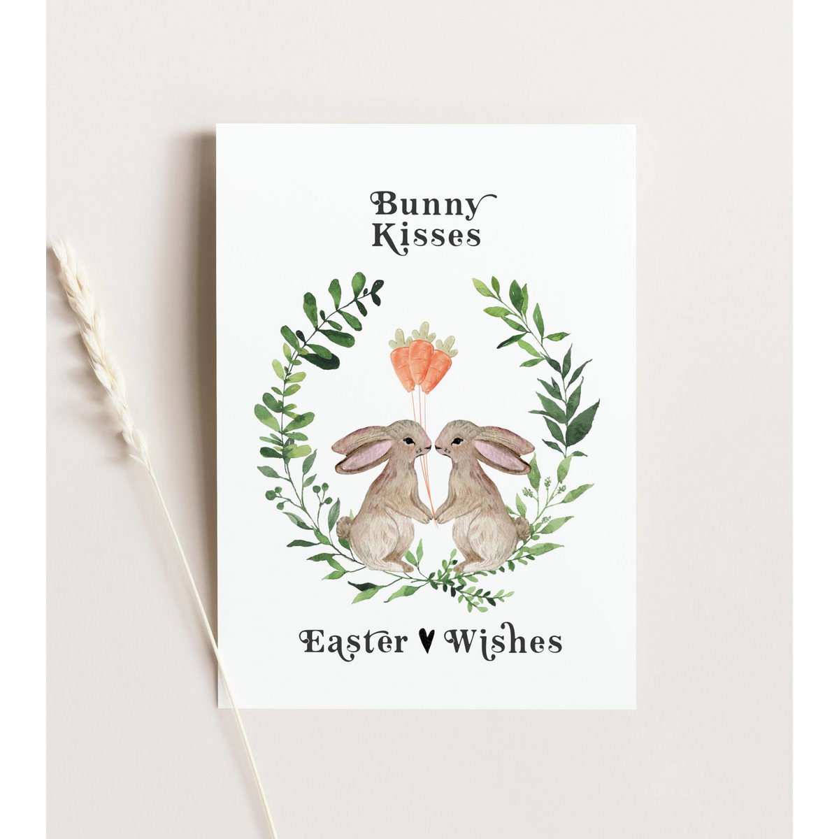 Easter card - Bunny Kisses Easter wishes - Easter postcard, A6 card
