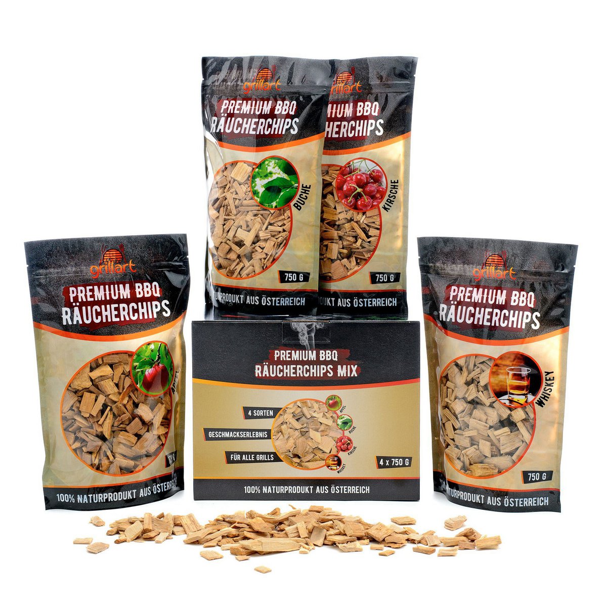 Mix di patatine per affumicare XL premium - legno per affumicare molto attivo / trucioli di legno - confezione conveniente