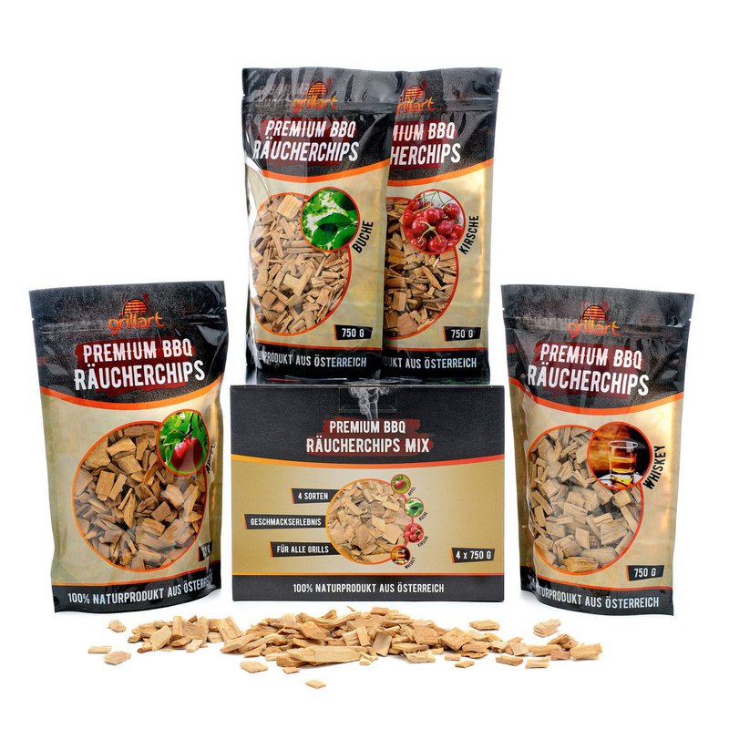 Mix di patatine per affumicare XL premium - legno per affumicare molto attivo / trucioli di legno - confezione conveniente