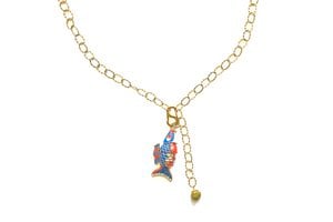 Ketting vis email cloisonné gouden schelpje