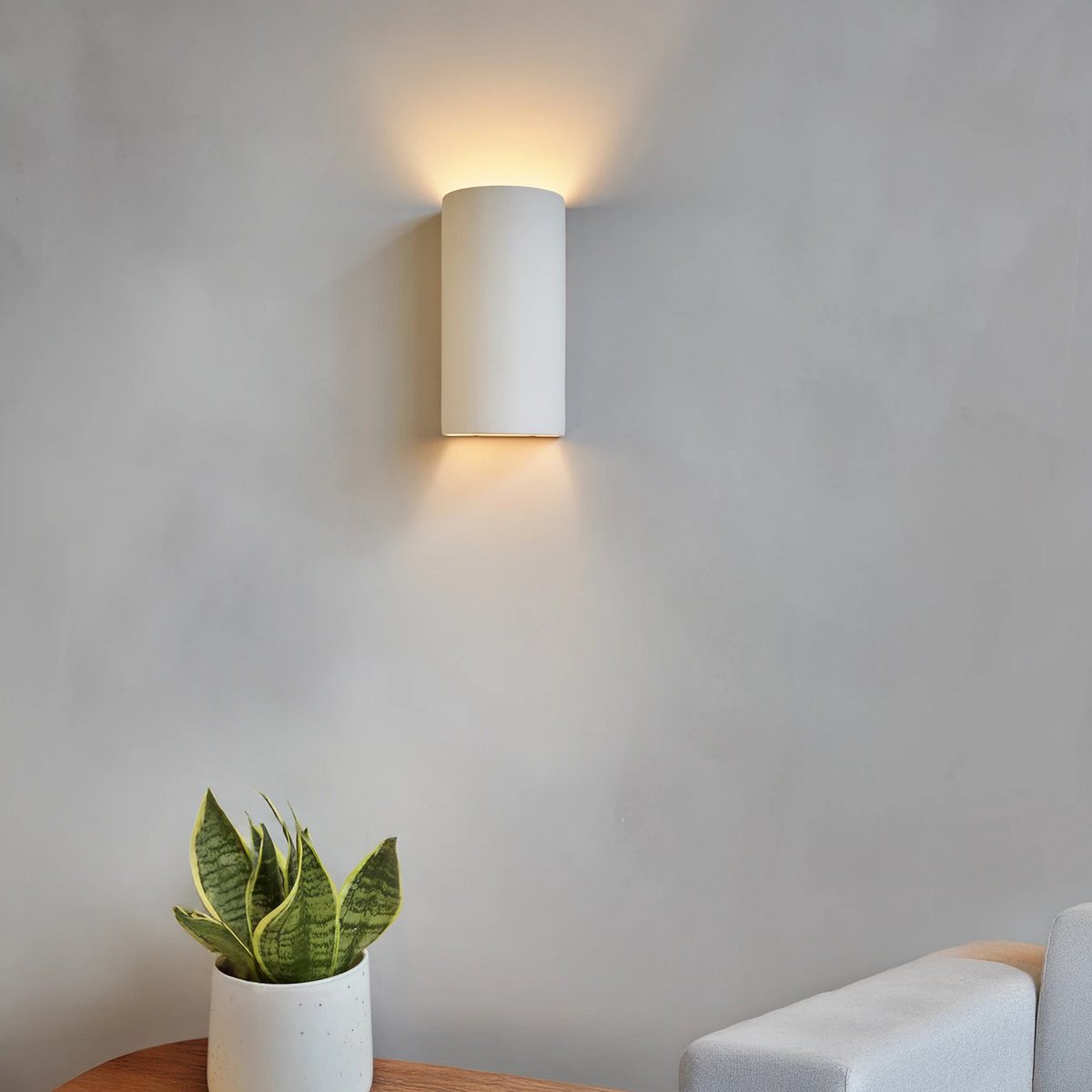 Lámpara de pared de cerámica - blanco mate
