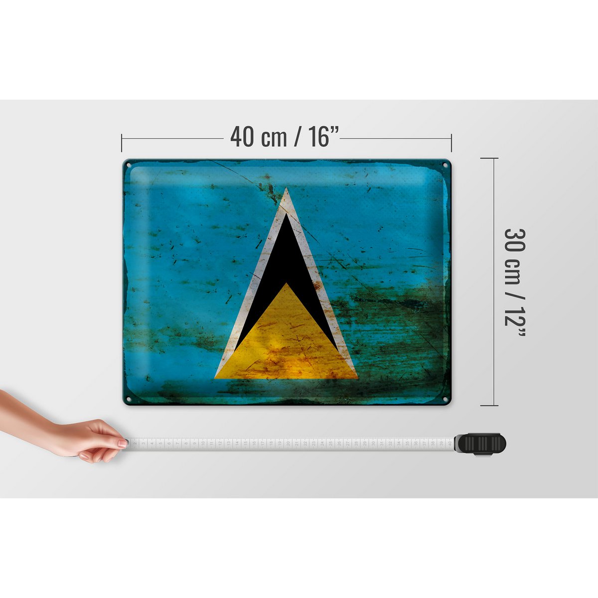 Tin sign flag Saint Lucia 40x30cm Saint Lucia rust