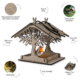 Hölzerne Vogelfutterleiter, minimalistischer Akzent für Garten, Hof und Terrasse