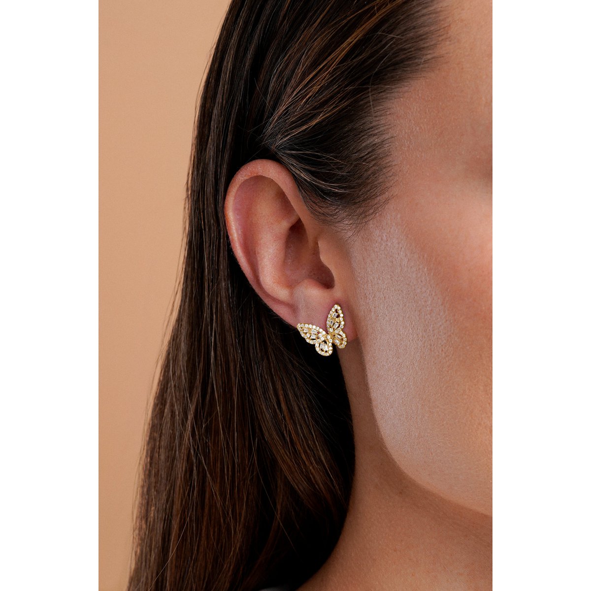 BUTTERFLY EARRINGS IN GOLD PLATED SILVER
