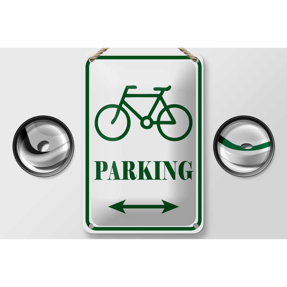 Tin sign notice 12x18cm bicycle parking white-green decoration