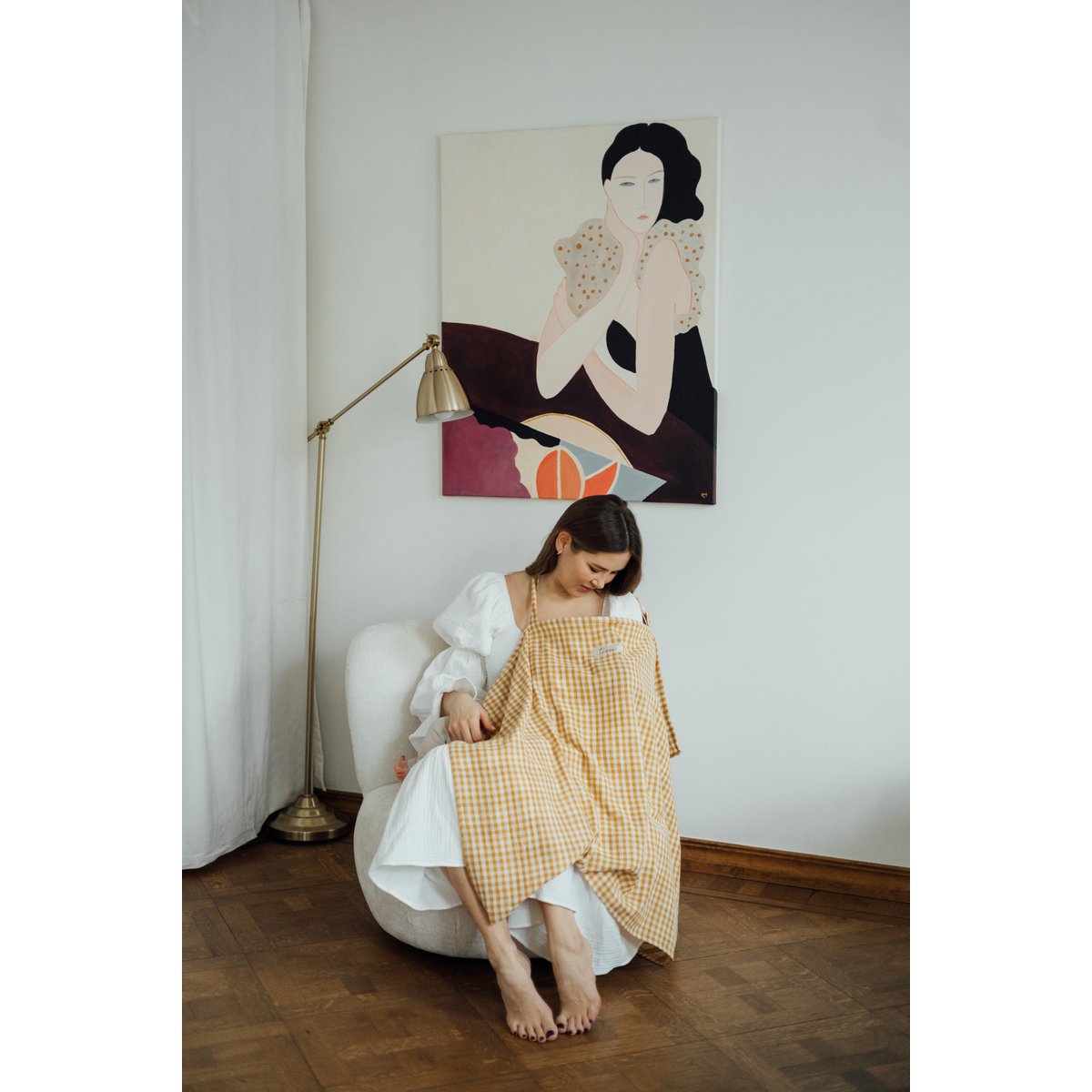 TISU nursing cover, Mustard Gingham