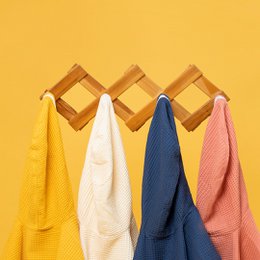 Poncho Bagno Bambino Nido d'Ape Giallo Ocra