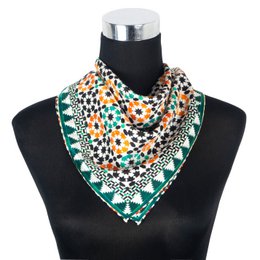 Islamic Art Square Silk Scarf Sabika Green