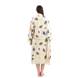 Evil Eye Bathrobe-Shawl Neck-White