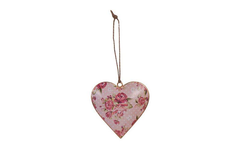 Hanging metal heart Roses and dots 10 cm Isabelle Rose