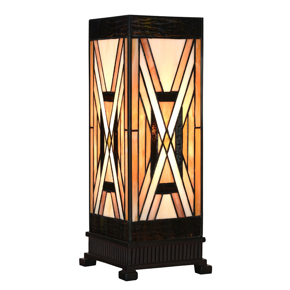 Tiffany Table Lampe 17x17x44 cm Verre brun
