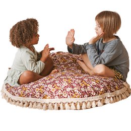MINICAMP Grand coussin de sol pour enfants à motif floral bordeaux