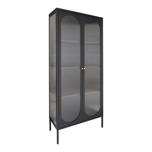 Adelaide Vitrine – Schwarz, Stahl, Glas, 80 x 35 x 180 cm