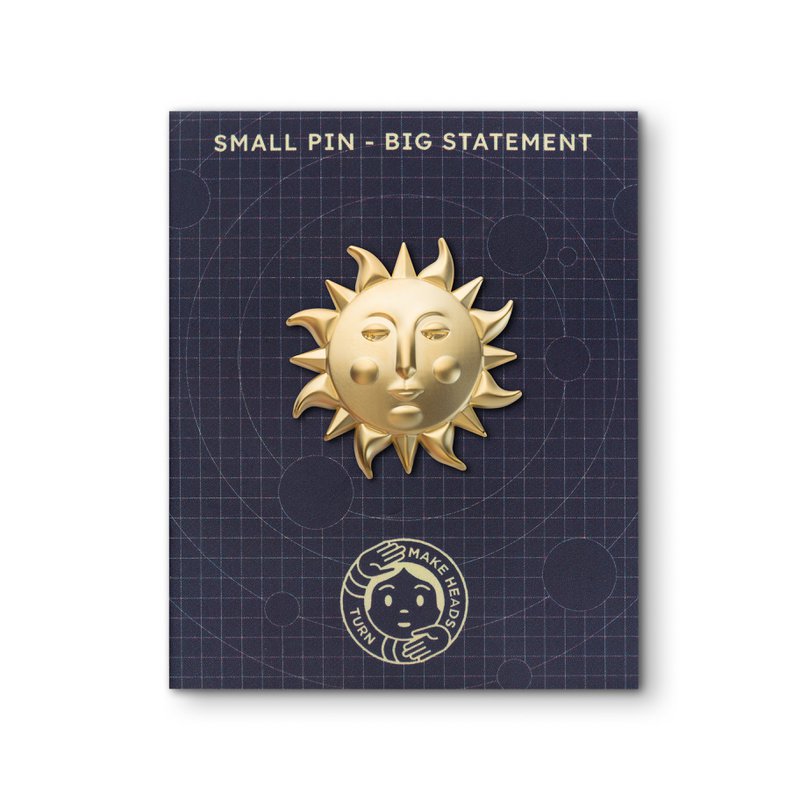 Golden Metal Pin "Sun"