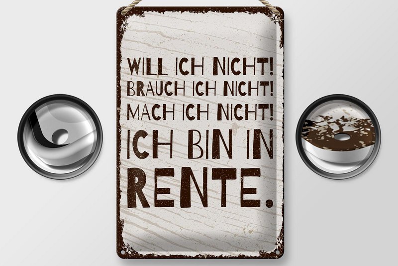 Plaque en tôle disant 20x30 cm Je ne le fais pas, je suis à la retraite, plaque décorative