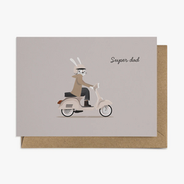 Super Dad Driving Scooter Card, Eco-Conscious Greeting Card