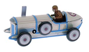 Blauer Rennwagen 13 cm Mechaniker mit Schlüssel - Sammlerstück